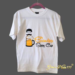 NWT Men Grandpa Sippy Cup GEMROCK Minimalist Graphic Tee Shirt White Sz M